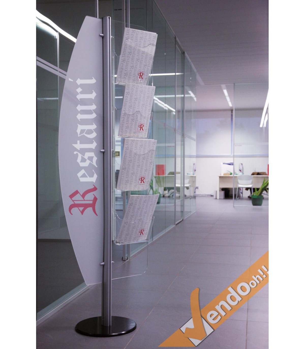 ESPOSITORE PUBBLICITARIO DA PAVIMENTO A VELA A PIANTANA 4 TASCHE A4  ALMA006