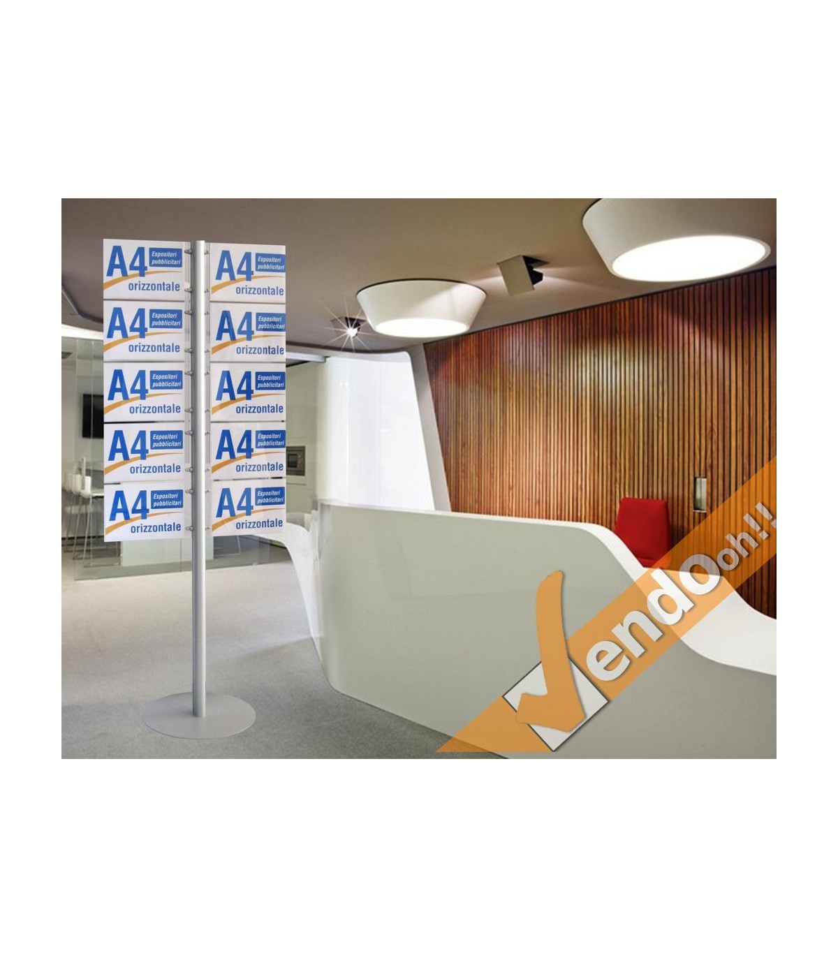 ESPOSITORE PUBBLICITARIO DA PAVIMENTO A PIANTANA 10 PAG A4 ORIZZONTALE ALMA102/O