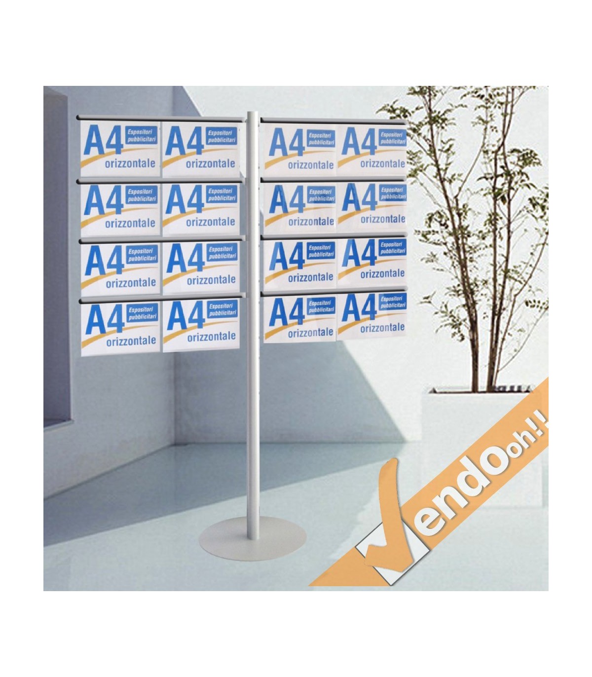 ESPOSITORE PUBBLICITARIO DA PAVIMENTO A PIANTANA BIFACCIALE DEPLIANT LOCANDINE
