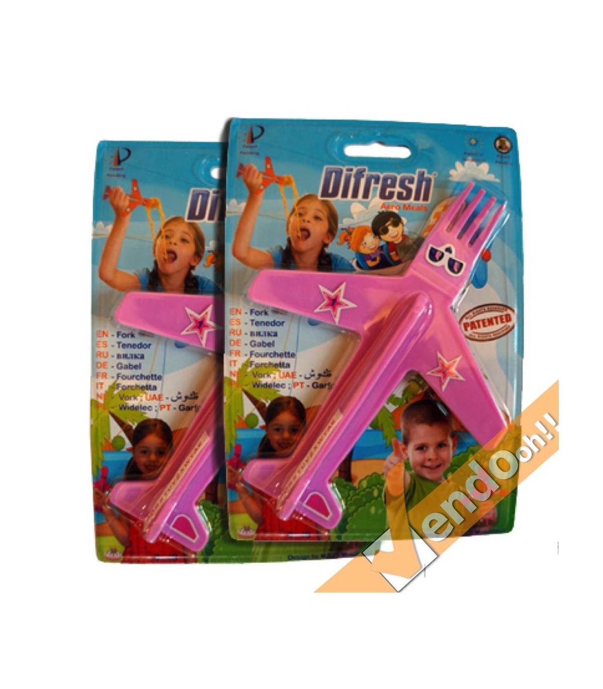2 PZ FORCHETTA BAMBINI BAMBINO A FORMA DI AEREO SICURO 100% DIVERTENTE COLORATO