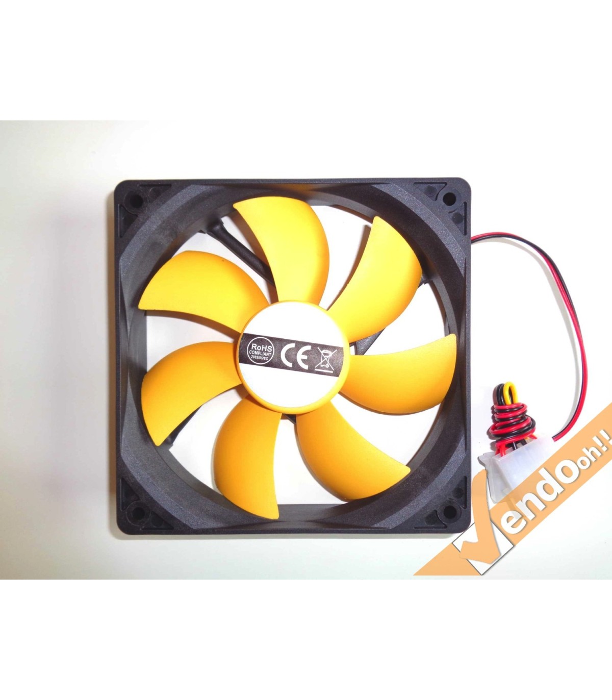 VENTOLA DI RAFFREDDAMENTO PER COMPUTER CASE PC FAN 12X12 CM 3 PIN 12 VOLT GIALLA
