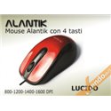 MOUSE MAUSE A FILO USB 4 TASTI COLORATO ROSSO LUCIDO PUNTATORE LASER 1600 DPI