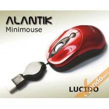 MINI MOUSE PORTATILE FILO AVVOLGIBILE USB 3 TASTI COLORATO ROSSO PUNTATORE LASER