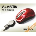 MINI MOUSE PORTATILE FILO AVVOLGIBILE USB 3 TASTI COLORATO ROSSO PUNTATORE LASER