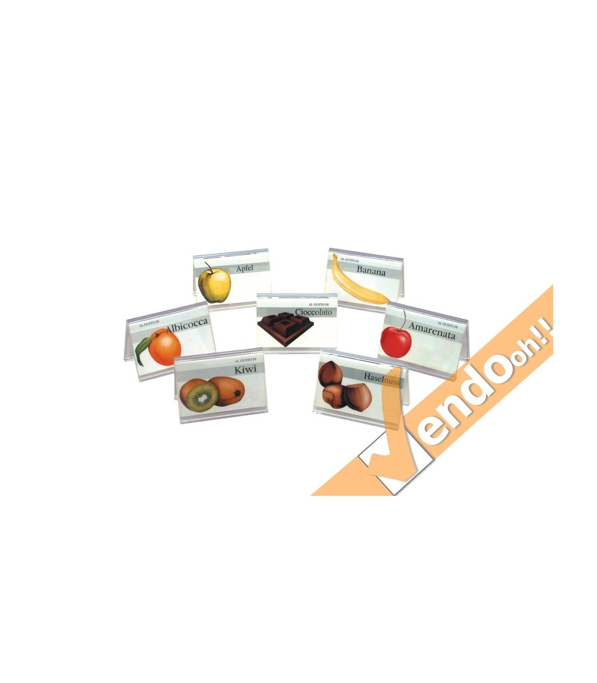 20 SEGNA GUSTI SEGNAGUSTI BIFACCIALI TRIANGOLARI PLEXIGLASS GELATERIA GELATERIE