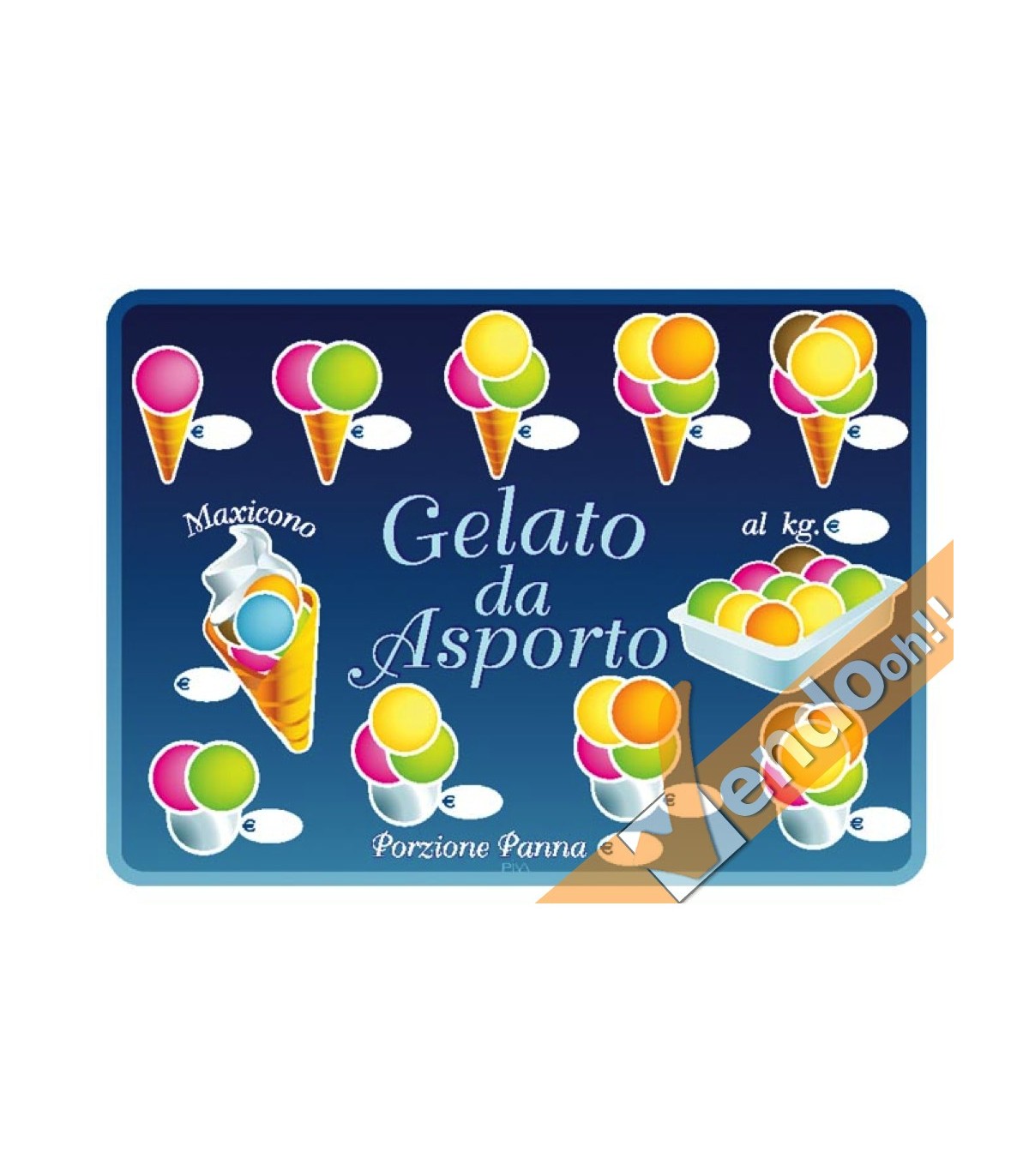 LISTINO PREZZI PREZZO ADESIVO GELATO DA ASPORTO PER VETRINE GELATERIA GELATERIE