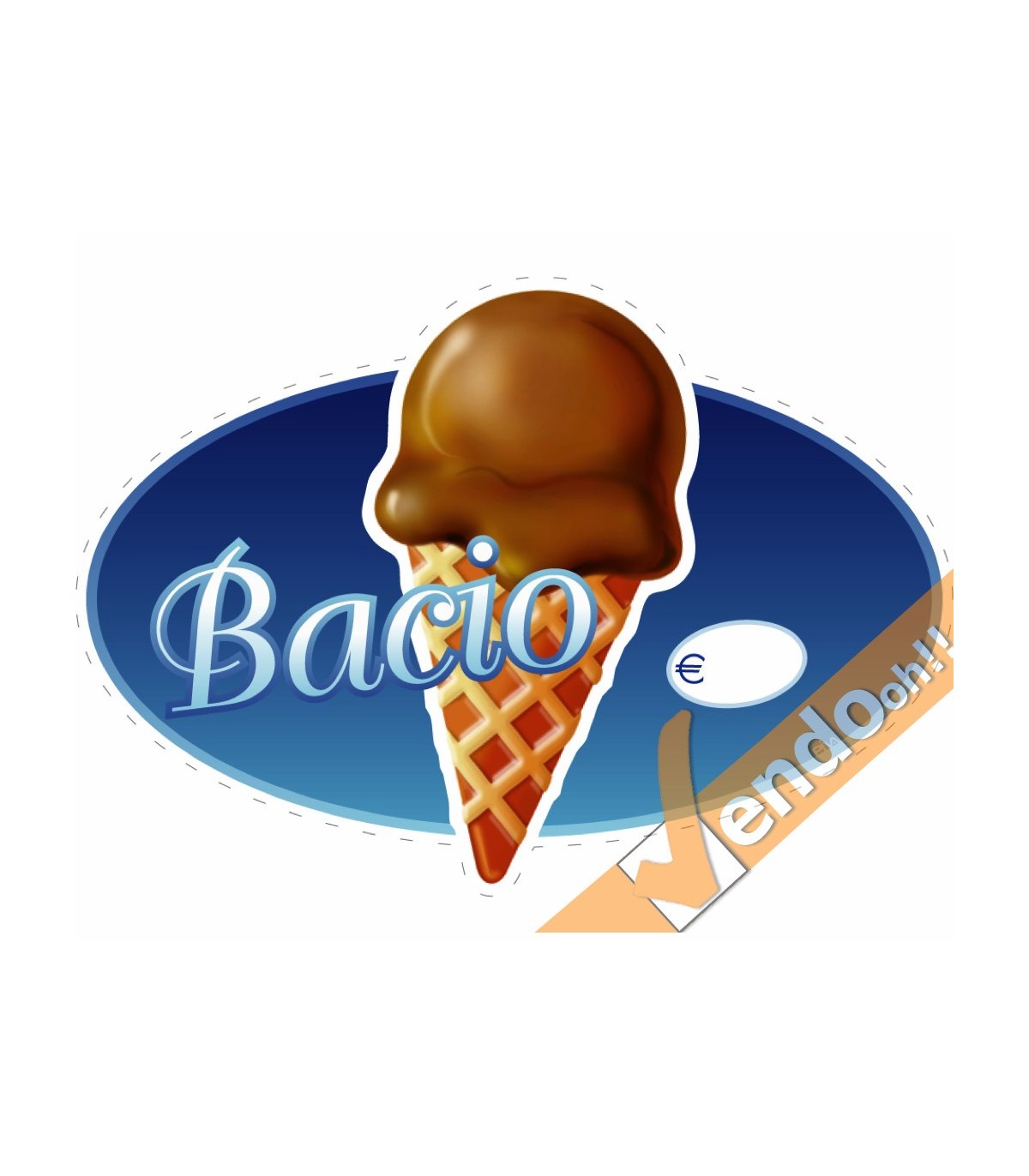 ADESIVO SAGOMATO SCRITTA BACIO PER BANCO VETRINE FINESTRE GELATERIA GELATERIE