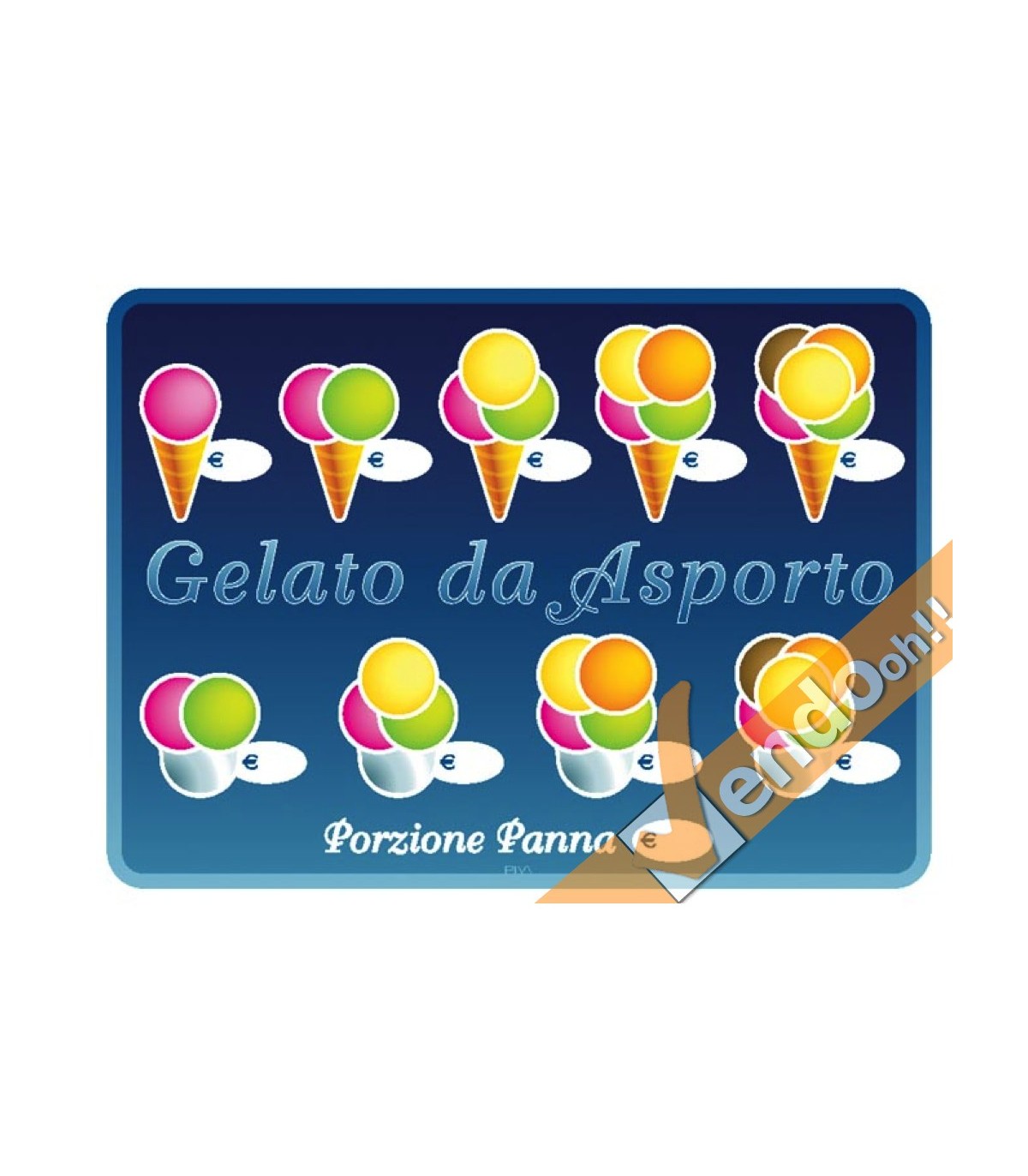 LISTINO ADESIVO GELATO DA ASPORTO SCRIVI PREZZO PER VETRINE GELATERIA GELATERIE