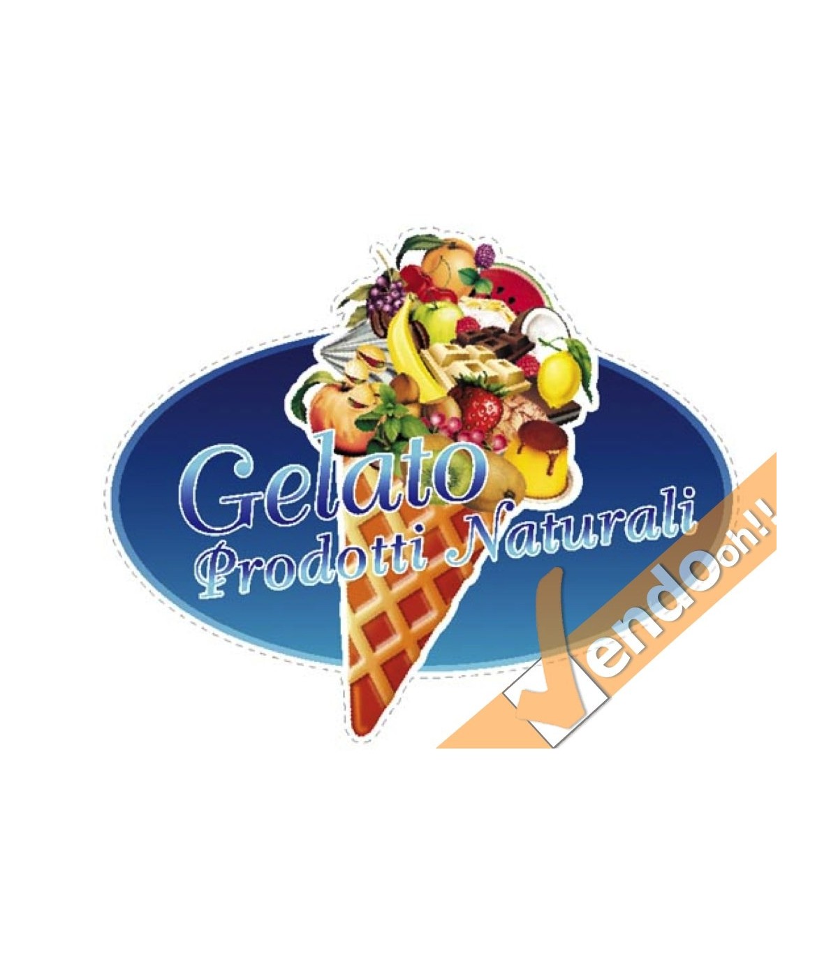 ADESIVO SAGOMATO GELATO PRODOTTI NATURALI VETRINE FINESTRE GELATERIA GELATERIE