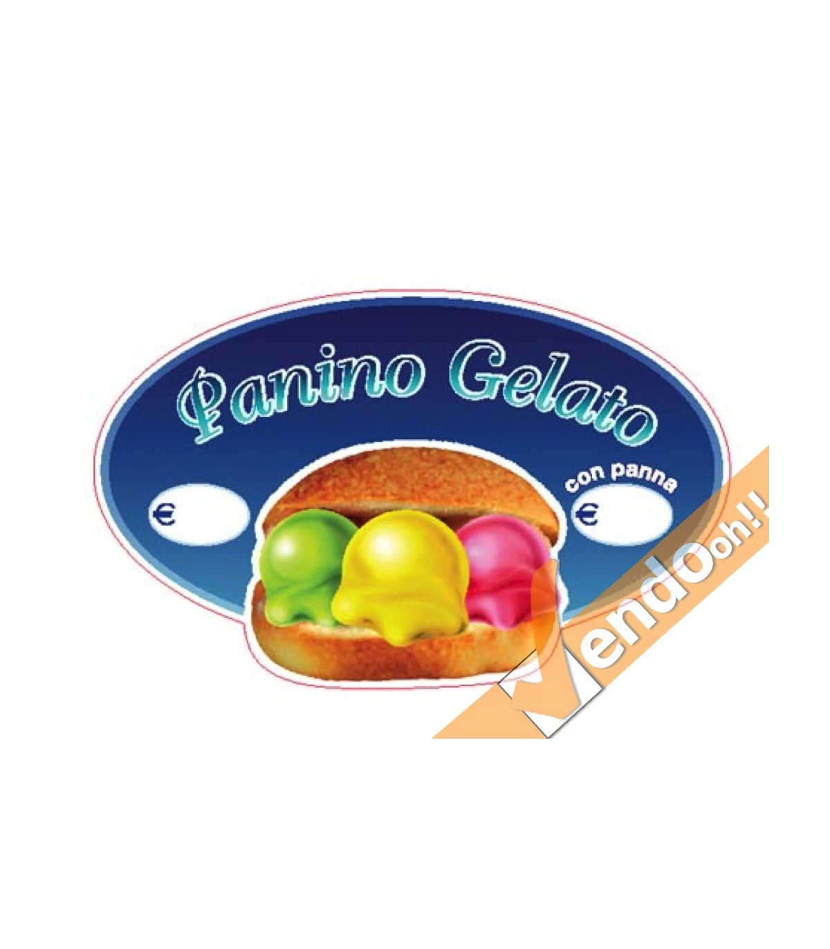 ADESIVO SAGOMATO PANINO BRIOCHE GELATO PER BANCO VETRINE GELATERIA GELATERIE