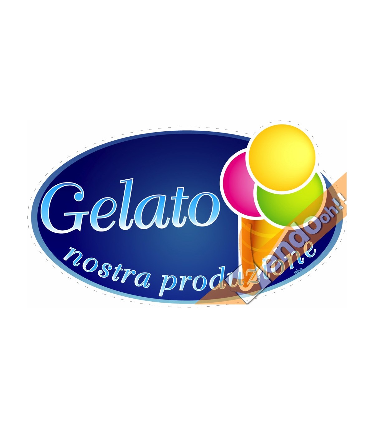 ADESIVO SAGOMATO GELATO NOSTRA PRODUZIONE VETRINE FINESTRE GELATERIA GELATERIE