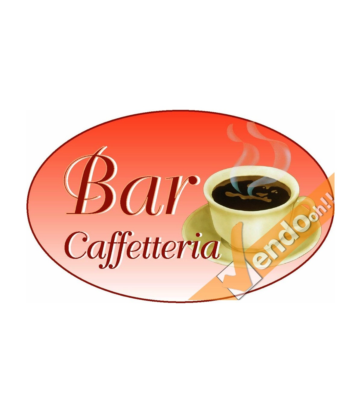 ADESIVO OVALE CAFFE PER BANCO VETRINE GELATERIA GELATERIE CAFFETTERIA BAR