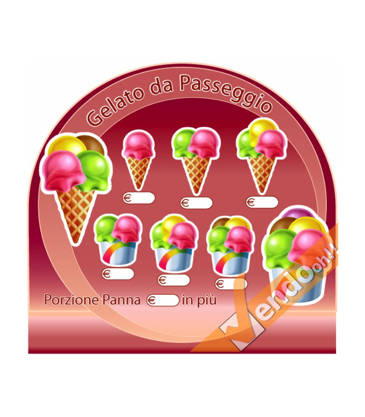 LISTINO ADESIVO GELATO DA PASSEGGIO PER BANCO VETRINE GELATERIA GELATERIE