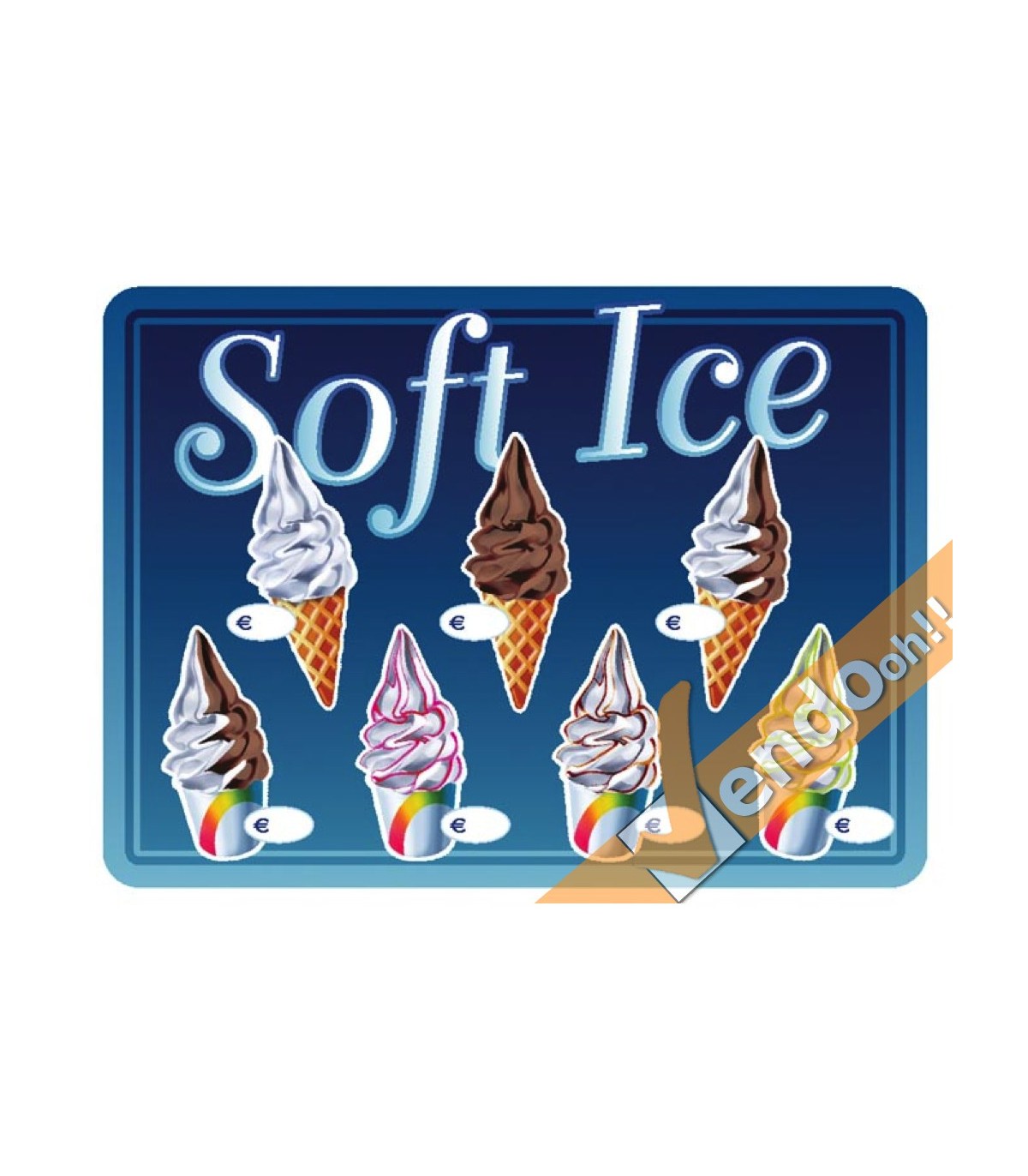 LISTINO ADESIVO GELATO SOFT ICE SCRIVI PREZZO PER VETRINE GELATERIA GELATERIE