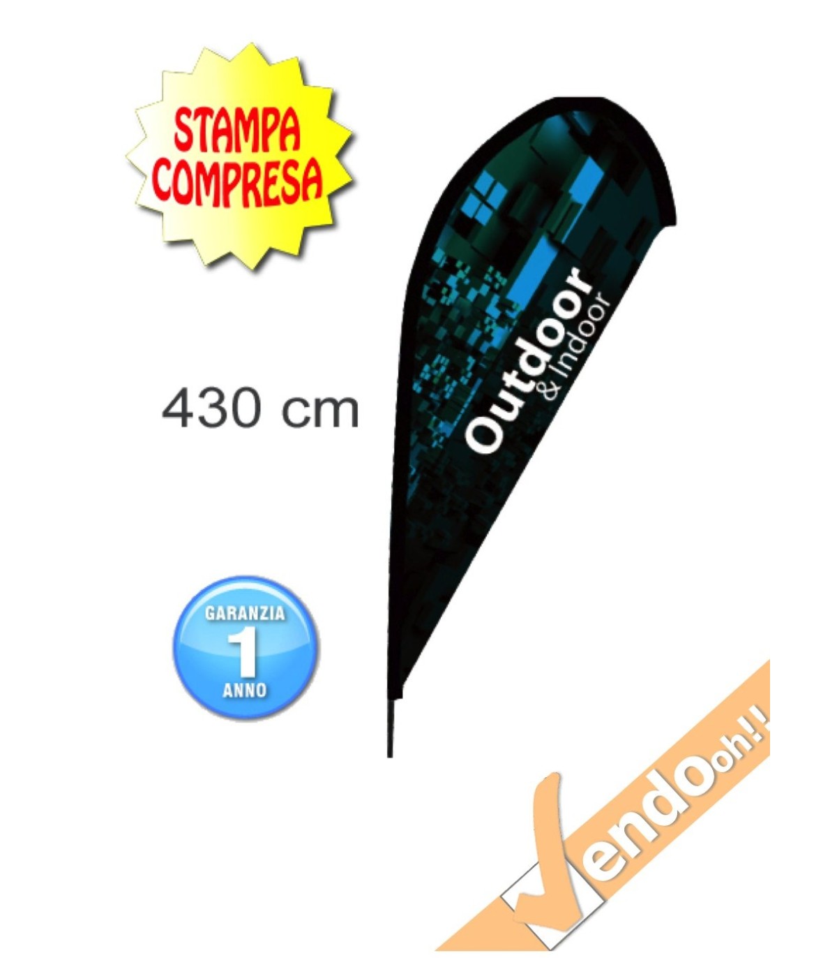 ESPOSITORE A BANDIERA DA ESTERNO INTERNO ANCHE BASE PER AUTO NEVE E PICCHETTO