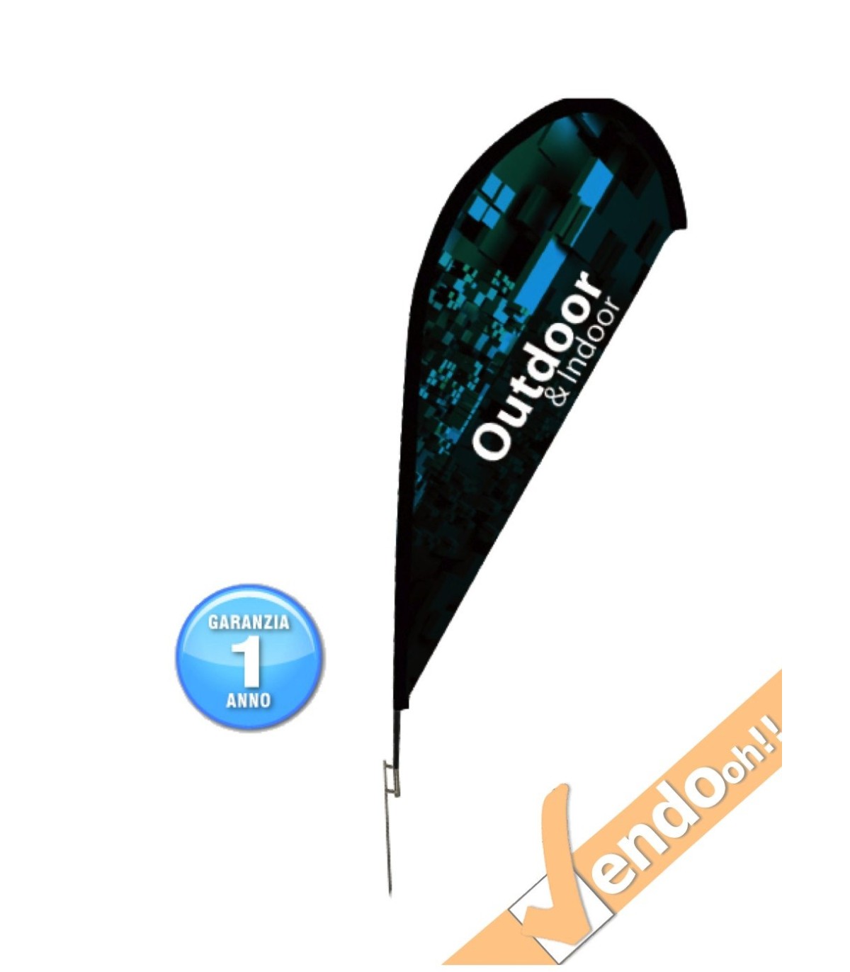 ESPOSITORE A BANDIERA DA ESTERNO INTERNO BASE A PICCHETTO PER TERRA