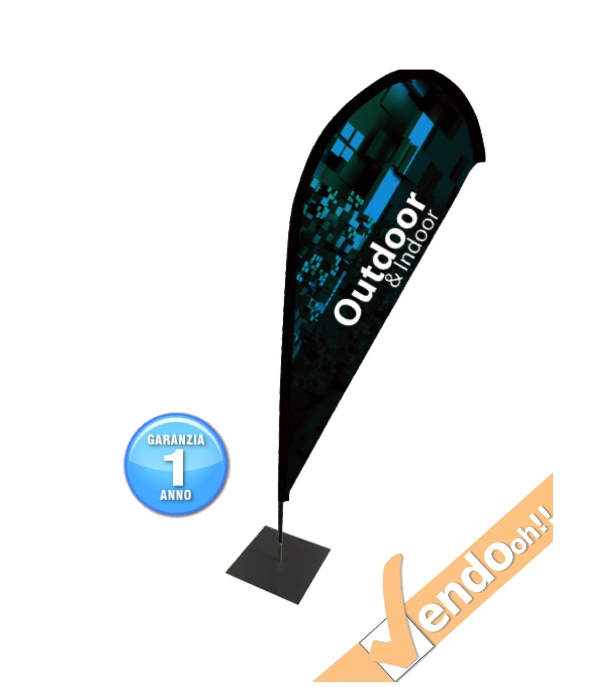 ESPOSITORE A BANDIERA DA ESTERNO INTERNO BASE QUADRA IN METALLO PESANTE