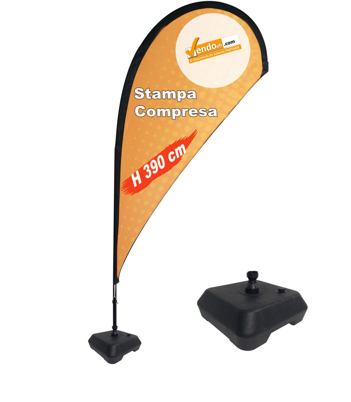 ESPOSITORE A BANDIERA DA ESTERNO INTERNO BASE ZAVORRABILE RIEMPIBILE