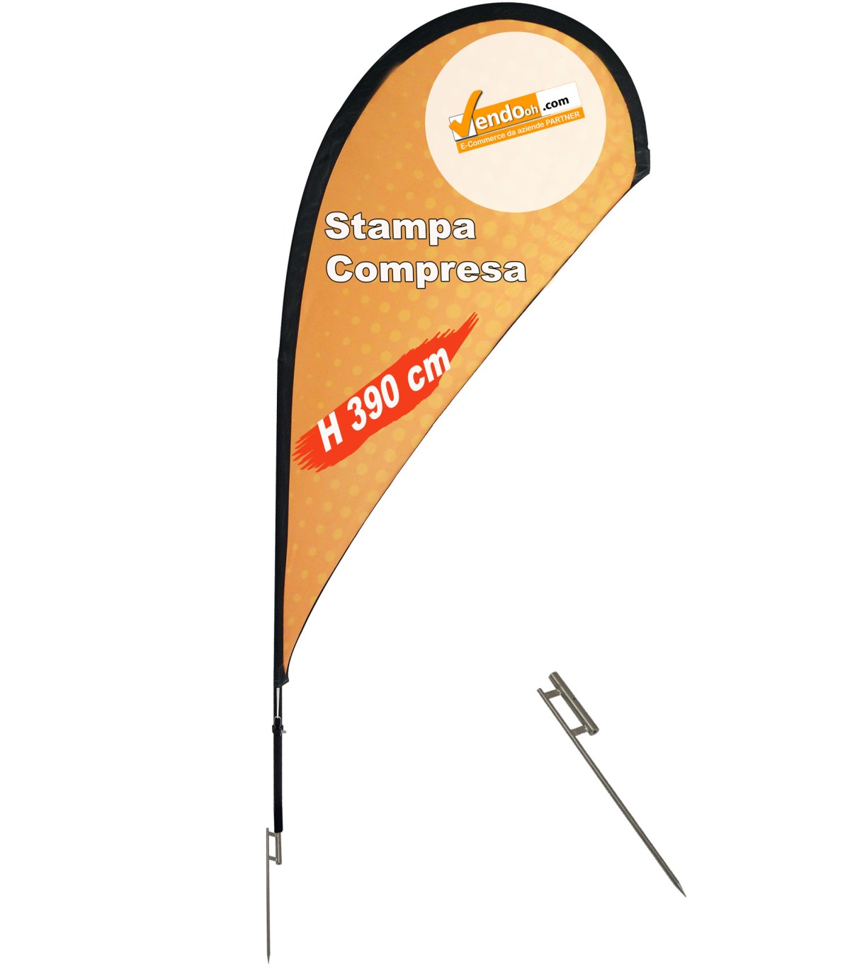 ESPOSITORE A BANDIERA DA ESTERNO INTERNO BASE A PICCHETTO PER TERRA