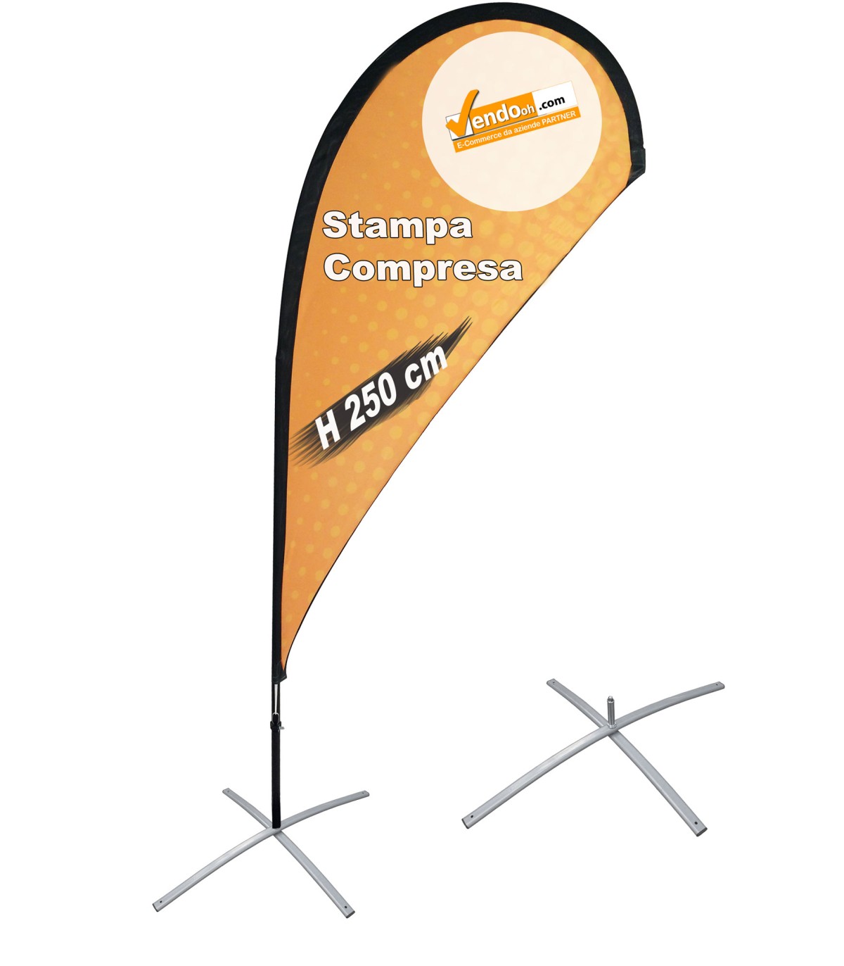 ESPOSITORE A BANDIERA DA ESTERNO INTERNO BASE A X PESANTE DA PAVIMENTO