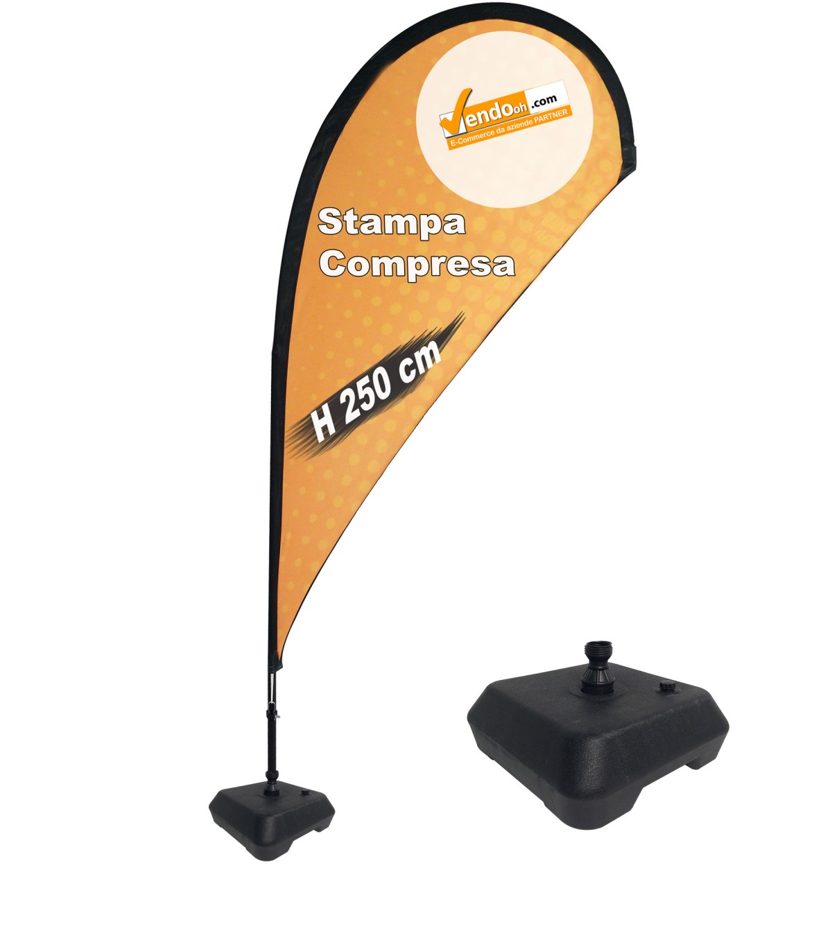 ESPOSITORE A BANDIERA DA ESTERNO INTERNO BASE ZAVORRABILE RIEMPIBILE