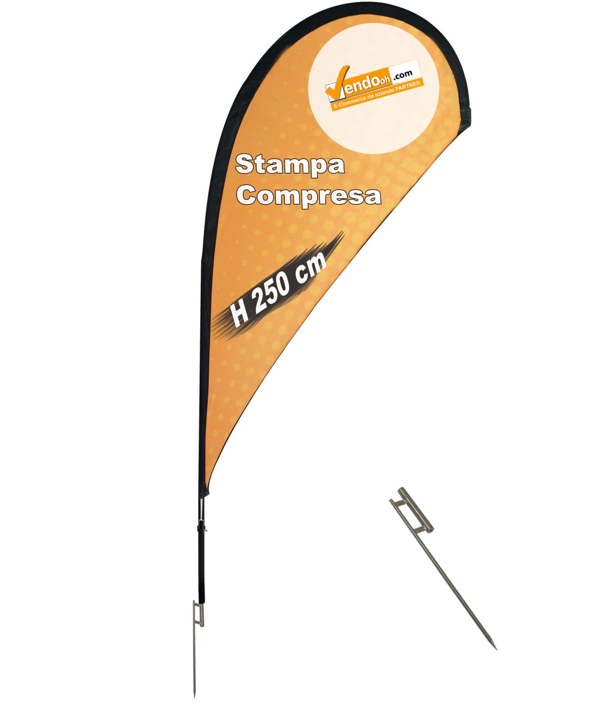 ESPOSITORE A BANDIERA DA ESTERNO INTERNO BASE A PICCHETTO PER TERRA