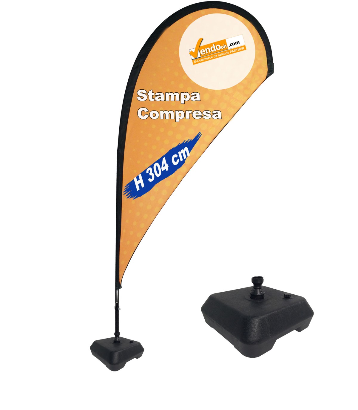 ESPOSITORE A BANDIERA DA ESTERNO INTERNO BASE ZAVORRABILE RIEMPIBILE