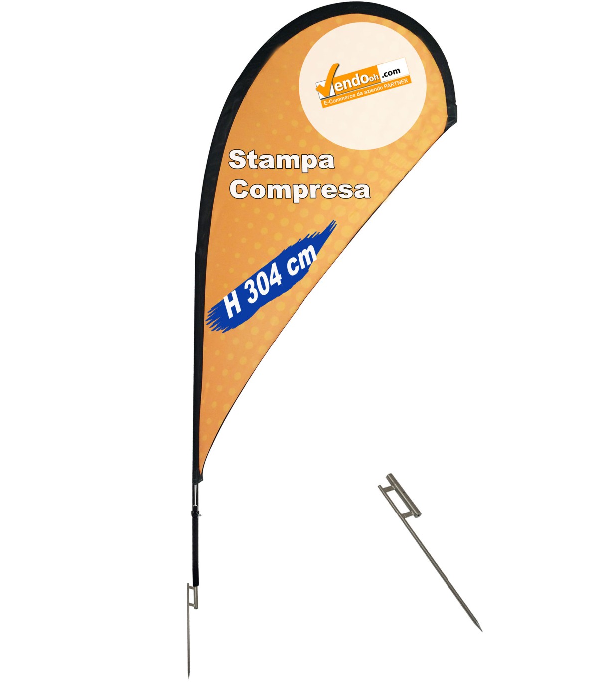 ESPOSITORE A BANDIERA DA ESTERNO INTERNO BASE A PICCHETTO PER TERRA