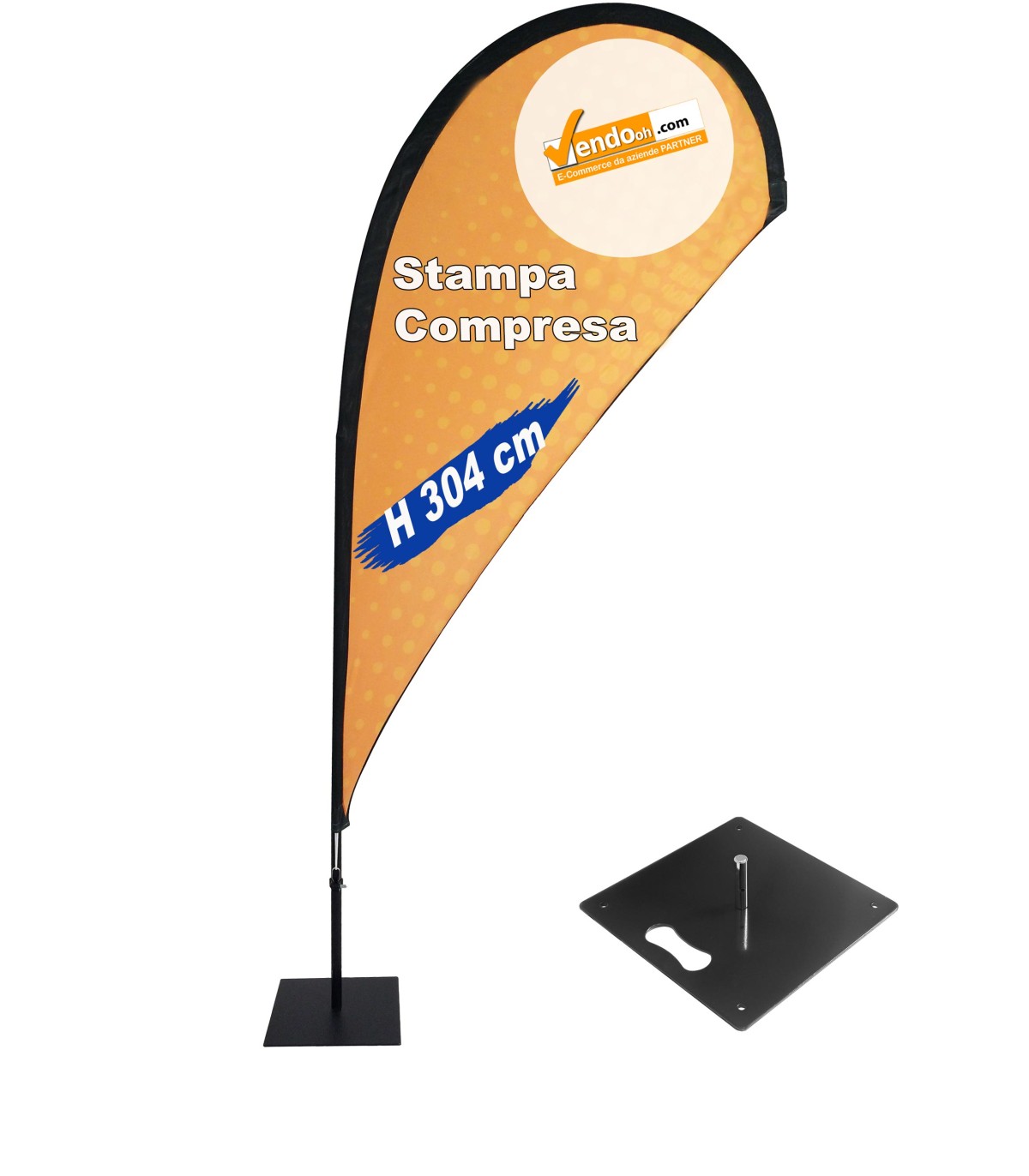 ESPOSITORE A BANDIERA DA ESTERNO INTERNO BASE QUADRA IN METALLO PESANTE