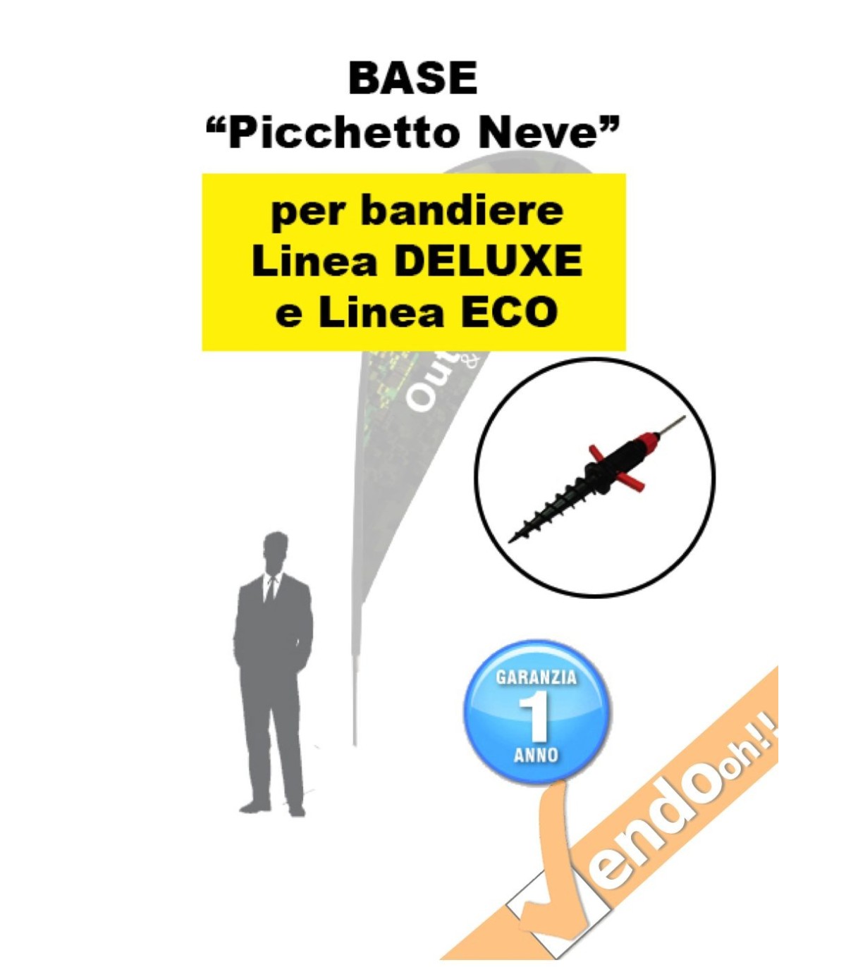 BASE A PICCHETTO VITE PER LA NEVE PER ESPOSITORI A BANDIERA LINEA ECO E DELUXE