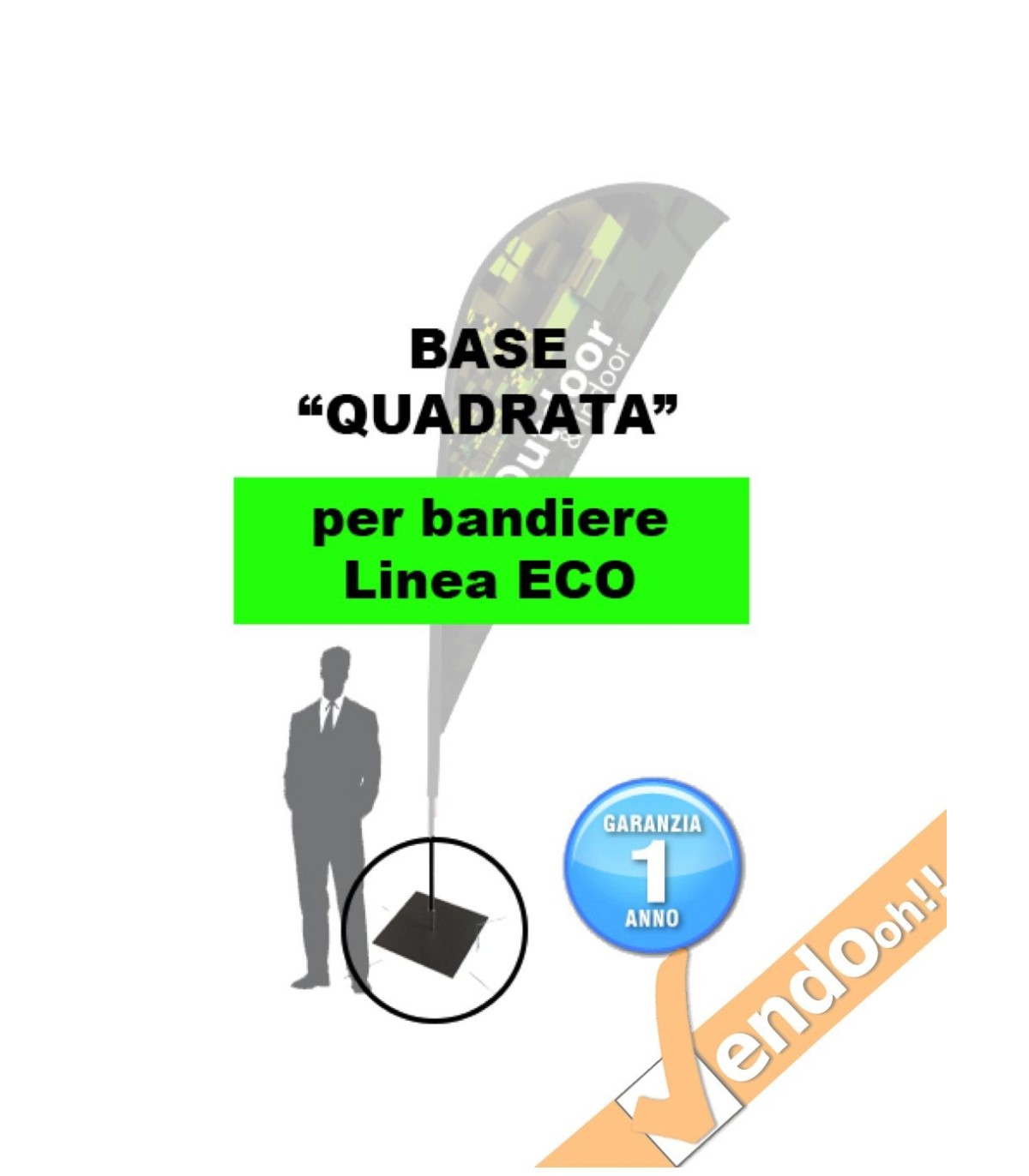 BASE QUADRA IN METALLO ESCLUSIVAMENTE NOSTRI ESPOSITORI A BANDIERA LINEA ECO