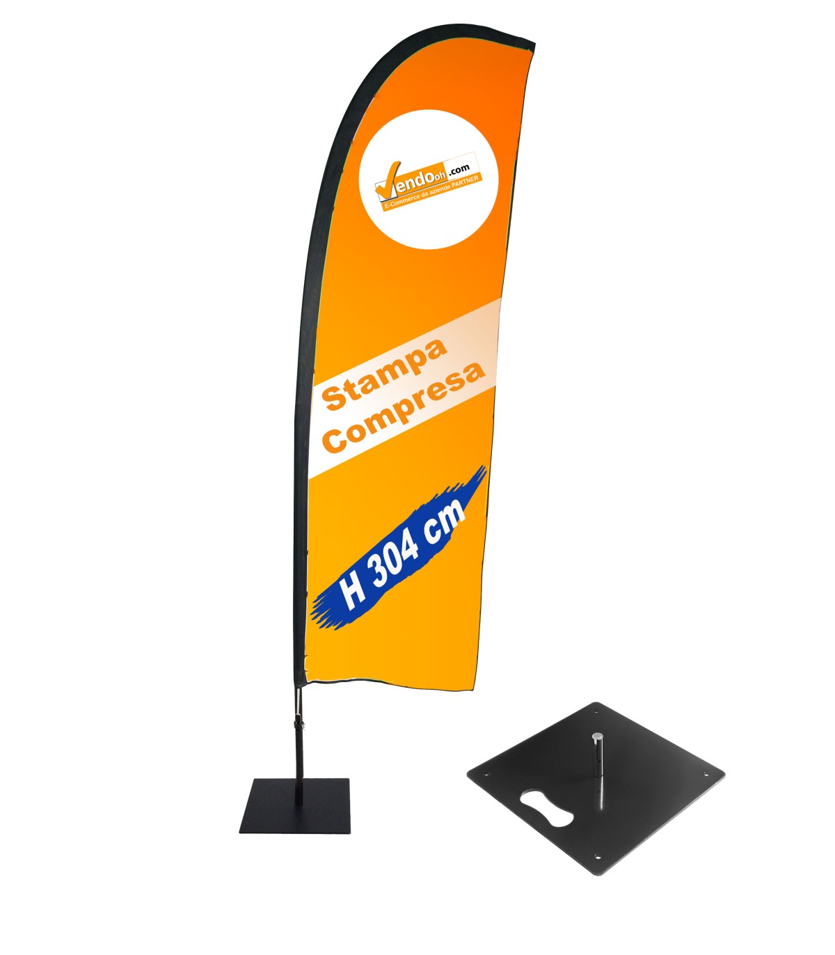 ESPOSITORE A BANDIERA DA ESTERNO INTERNO BASE IN METALLO QUADRA