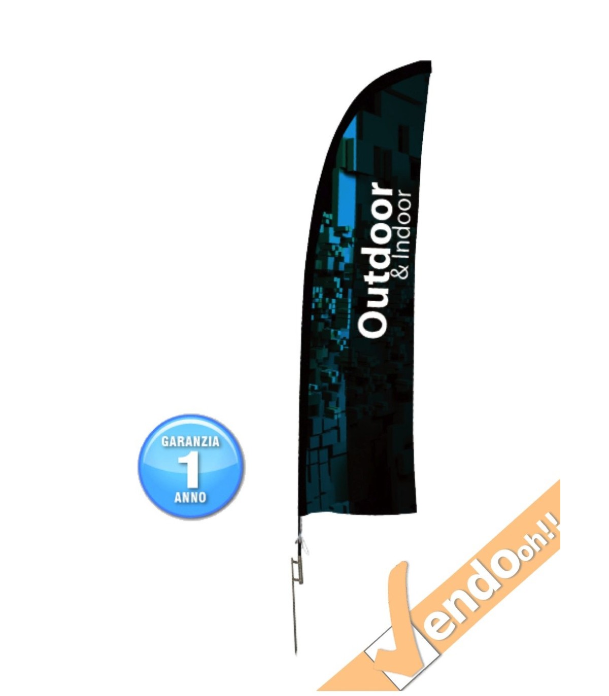 ESPOSITORE A BANDIERA DA ESTERNO INTERNO  BASE A PICCHETTO PER TERRENO