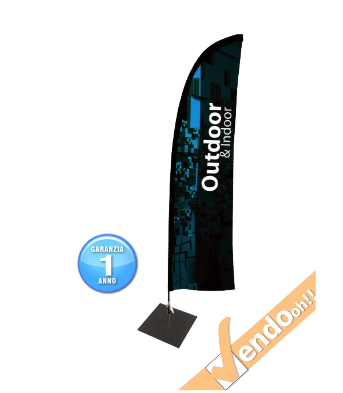 ESPOSITORE A BANDIERA DA ESTERNO INTERNO BASE IN METALLO QUADRA