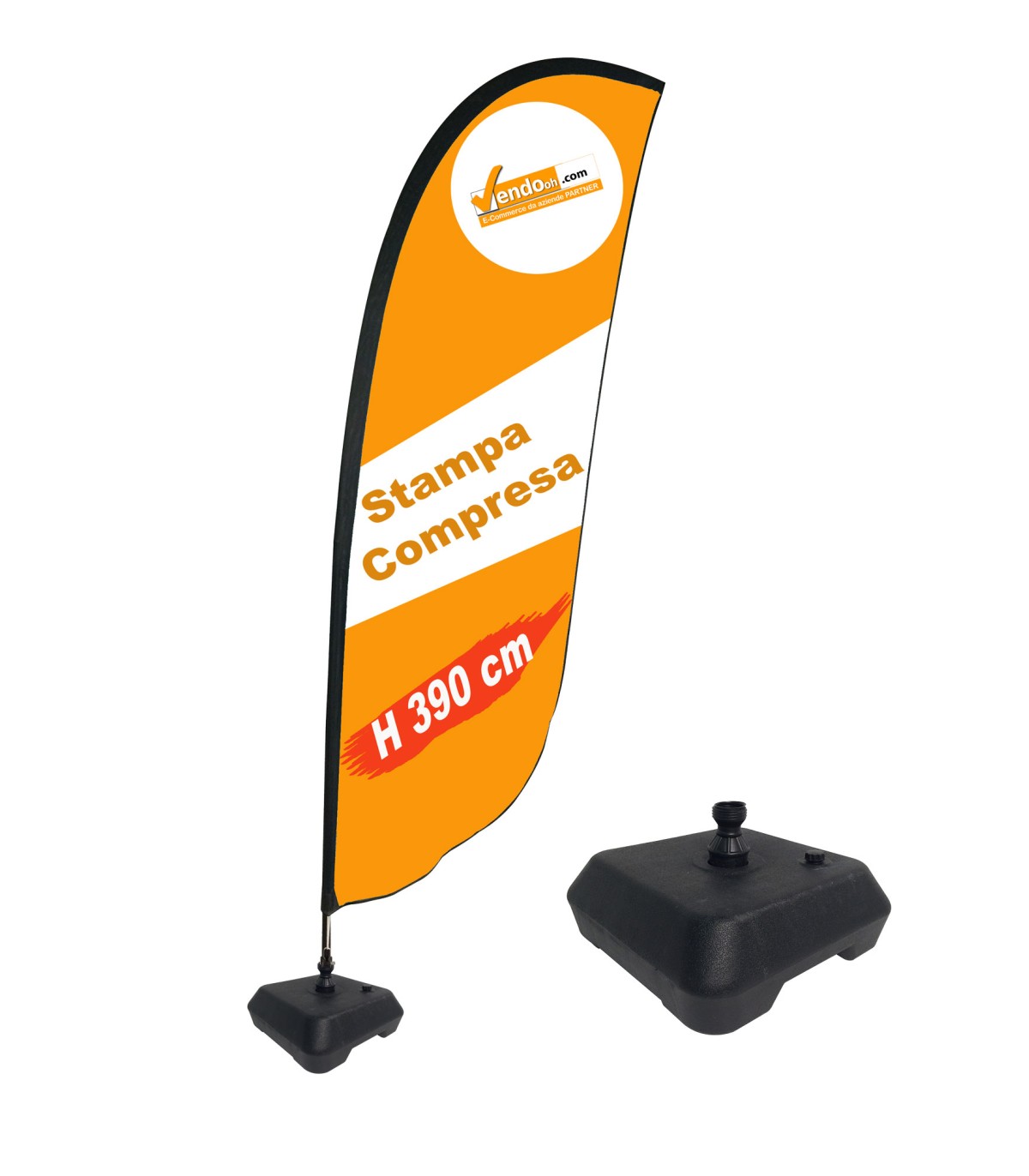 ESPOSITORE A BANDIERA DA ESTERNO INTERNO BASE A TANICA ZAVORRABILE