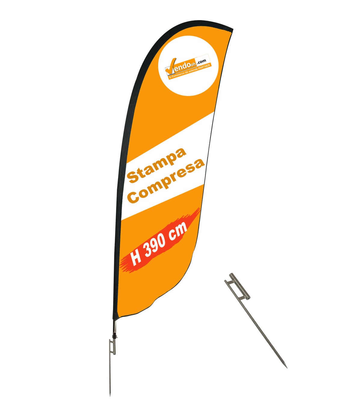 ESPOSITORE A BANDIERA DA ESTERNO INTERNO BASE A PICCHETTO PER TERRENO