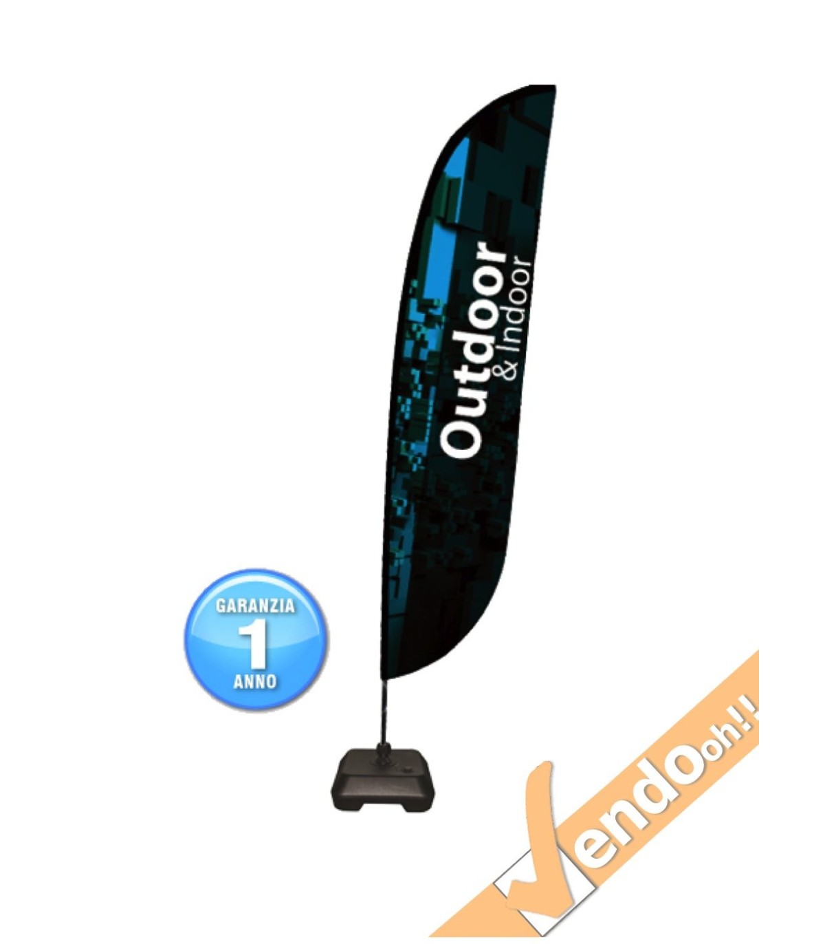 ESPOSITORE A BANDIERA DA ESTERNO INTERNO BASE A TANICA ZAVORRABILE