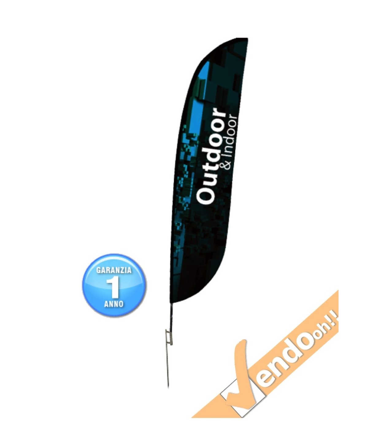 ESPOSITORE A BANDIERA DA ESTERNO INTERNO BASE A PICCHETTO PER TERRENO