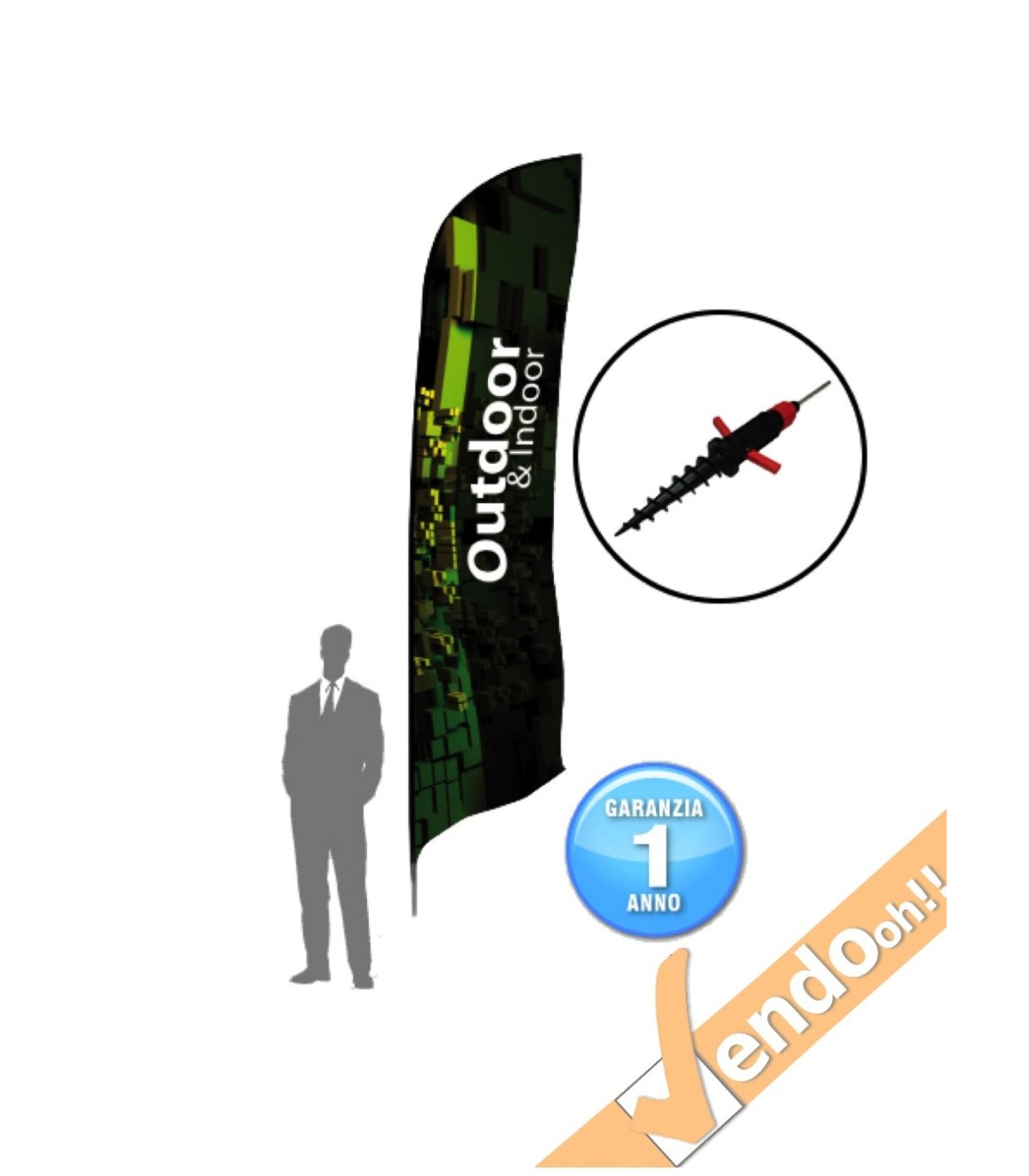 ESPOSITORE A BANDIERA DA ESTERNO INTERNO CON BASE A PICCHETTO PER NEVE