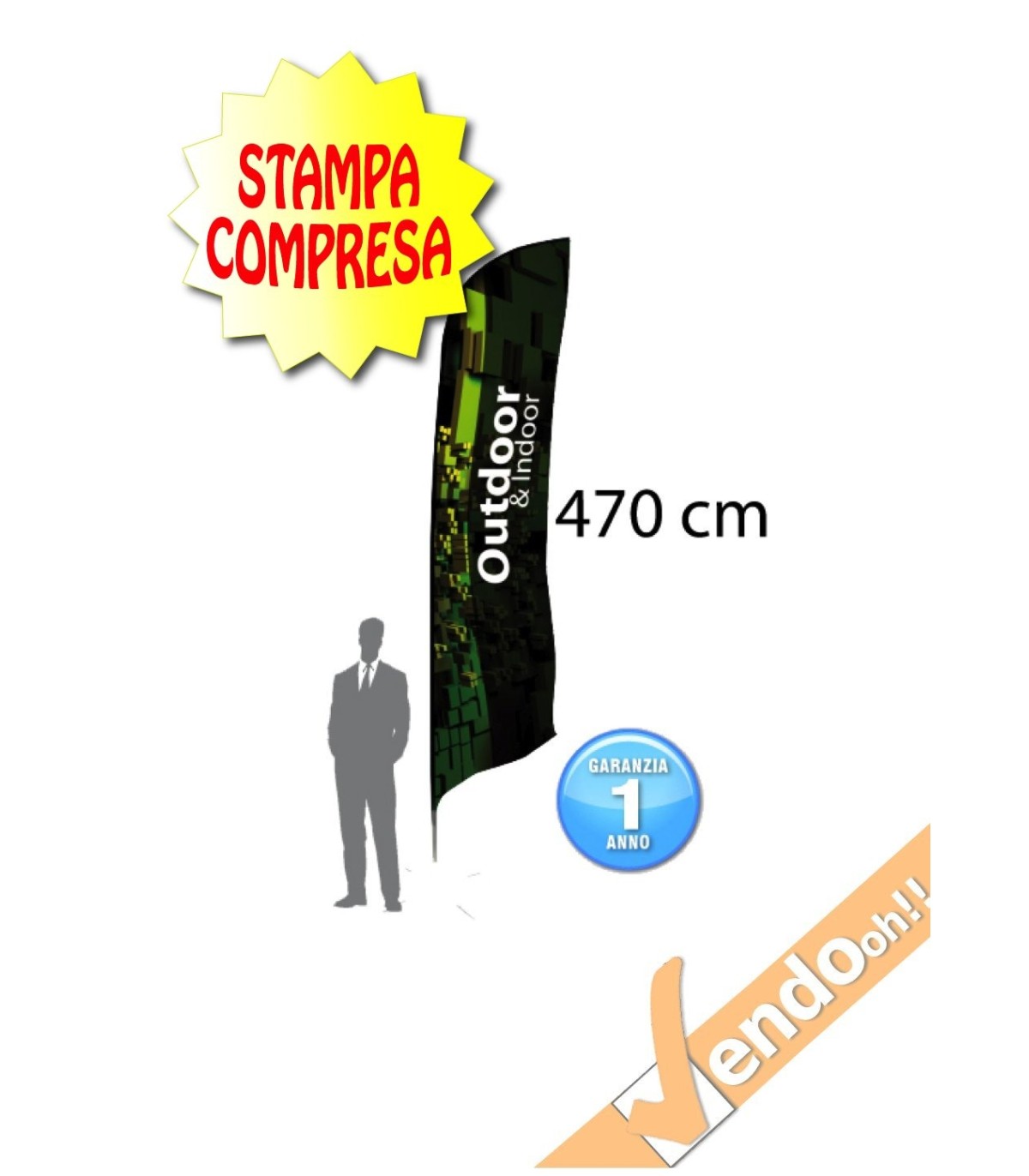 ESPOSITORE A BANDIERA DA ESTERNO ED INTERNO SENZA BASE ALTEZZA 470 CM