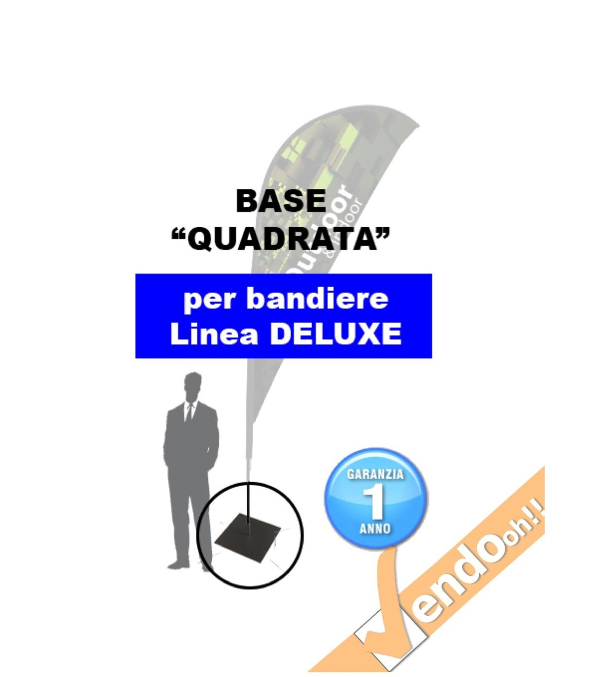 BASE QUADRA IN METALLO ESCLUSIVAMENTE NOSTRI ESPOSITORI A BANDIERA LINEA ECO