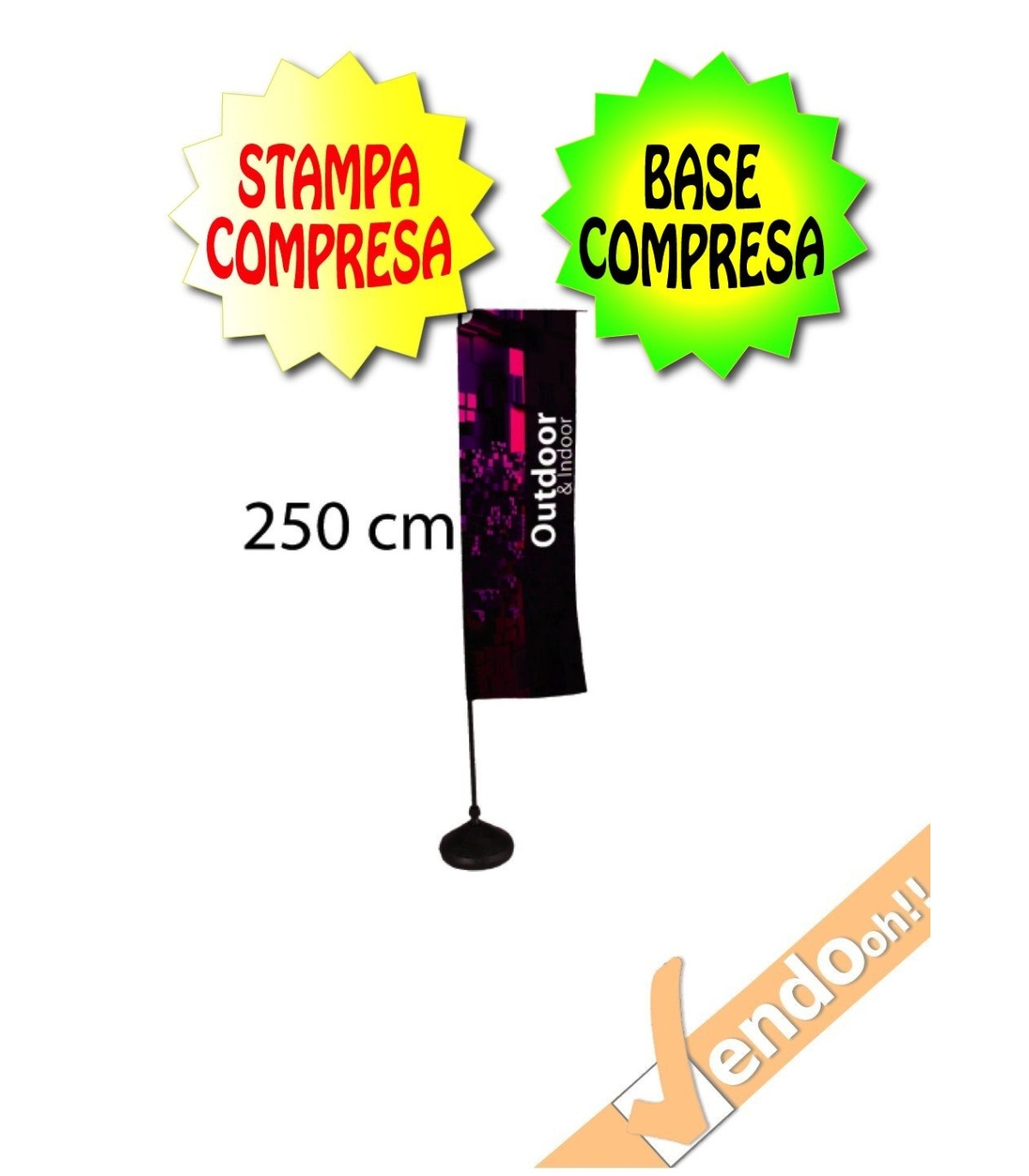 ESPOSITORE A BANDIERA DA ESTERNO INTERNO COMPLETA DI BASE ZAVORRABILE RIEMPIBILE