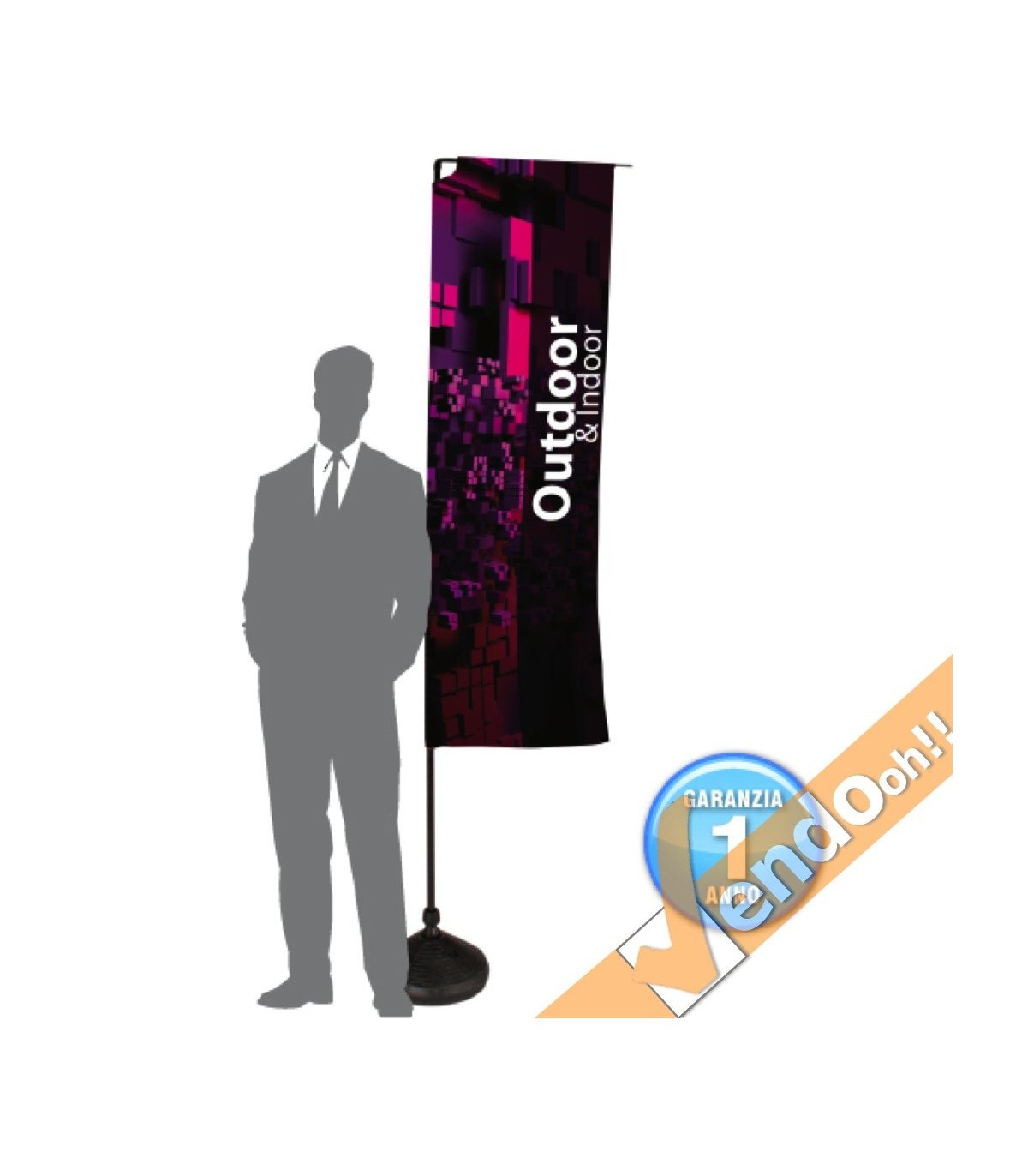 ESPOSITORE A BANDIERA DA ESTERNO INTERNO COMPLETA DI BASE ZAVORRABILE RIEMPIBILE