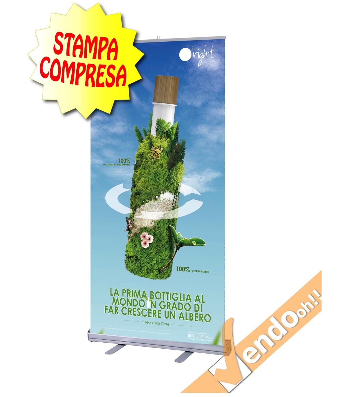 BANNER ROLL UP ROLL-UP ESPOSITORE PUBBLICITARIO DA PAVIMENTO VERTICALE 102X200