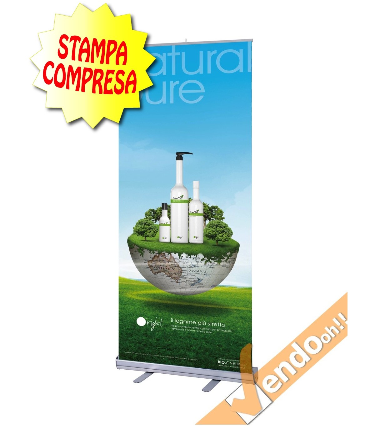 BANNER ROLL UP ROLL-UP ESPOSITORE PUBBLICITARIO DA PAVIMENTO VERTICALE 87X200