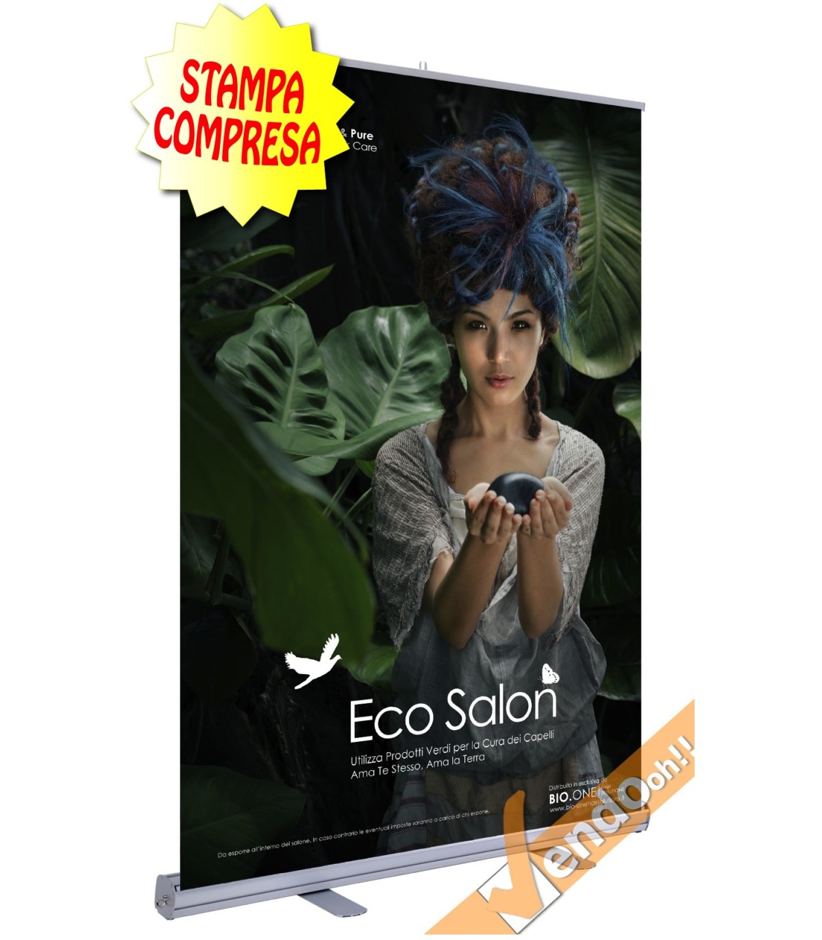 BANNER ROLL UP ROLL-UP ESPOSITORE PUBBLICITARIO DA PAVIMENTO VERTICALE 122X200