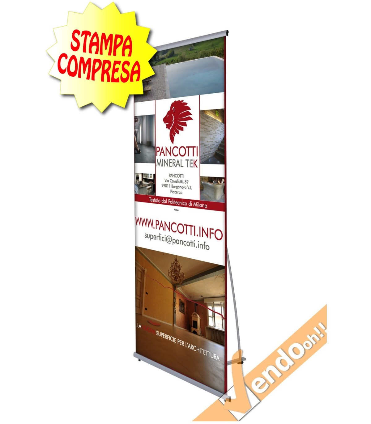 BANNER ESPOSITORE PUBBLICITARIO DA PAVIMENTO VERTICALE 80X205 INTERNO ESTERNO