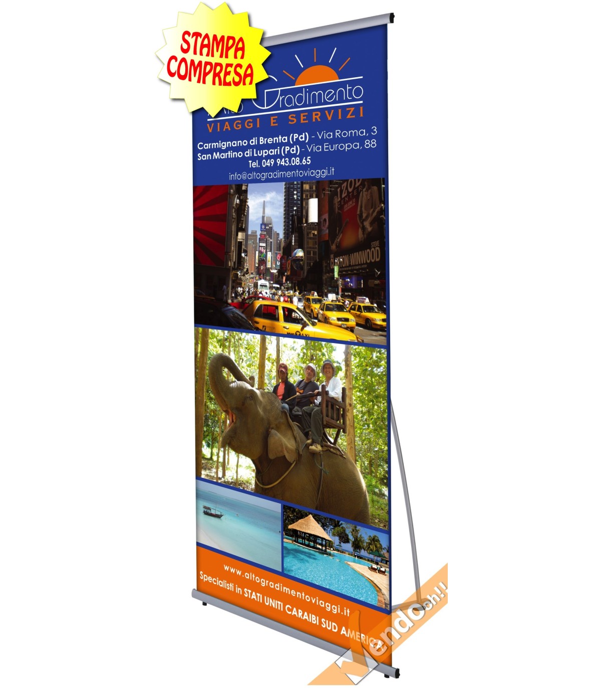 BANNER ESPOSITORE PUBBLICITARIO DA PAVIMENTO VERTICALE 100X205 INTERNO ESTERNO