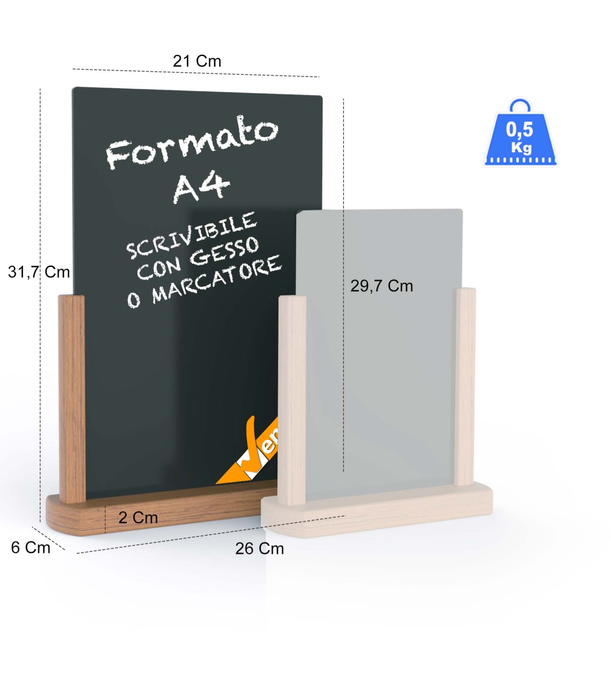 ESPOSITORE PORTA MENU' LAVAGNA IN LEGNO DA BANCO BANCONE PER GESSI GESSETTI