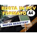 BUSTA IN PVC RESISTENTE ALL'ACQUA PIOGGIA ESPOSITORI CORNI CAVALLETTI F.TO A4